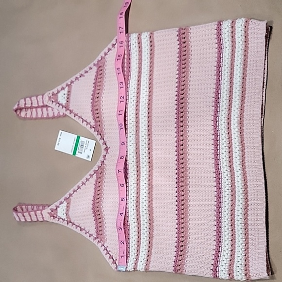 Planet Gold Size Jr L Crochet Halter Top, Mauve, Pink & Ivory Striped, NEW w/Tag - Picture 6 of 10